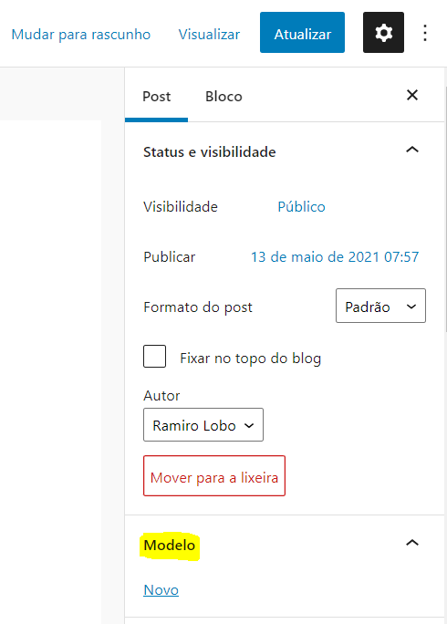 Criando modelos de páginas e posts no WordPress com o editor de blocos 61