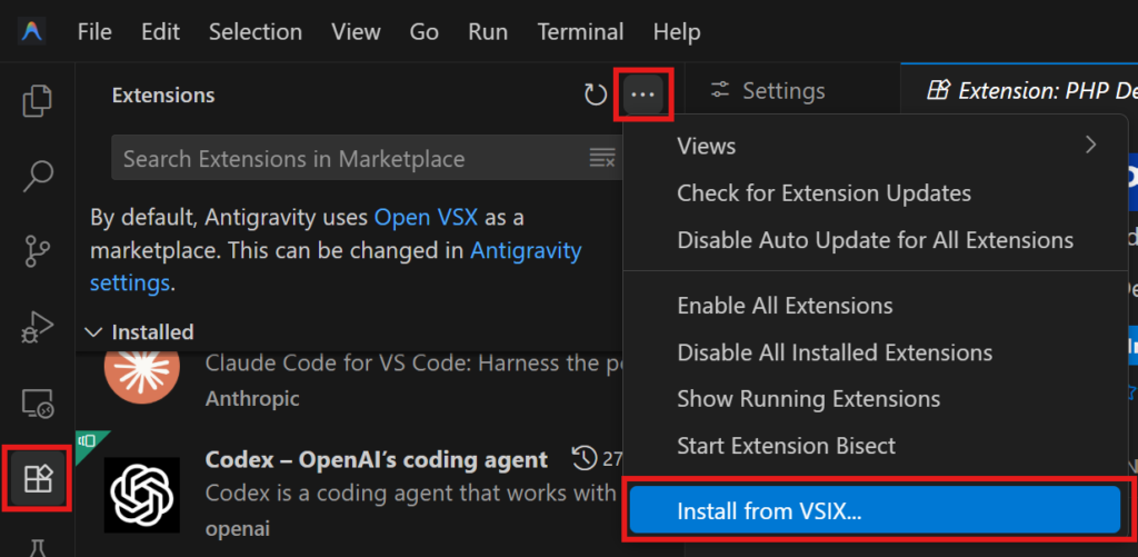 Install from VSIX Install from VSIX